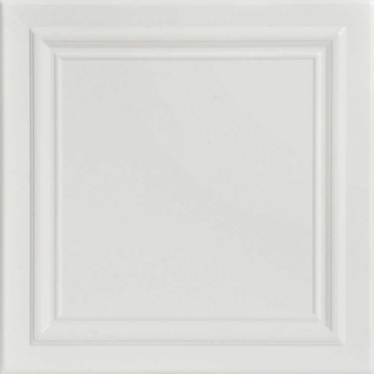 Dove White Polystyrene Glue-up Ceiling Tile, 1.6 ft x 1.6 ft