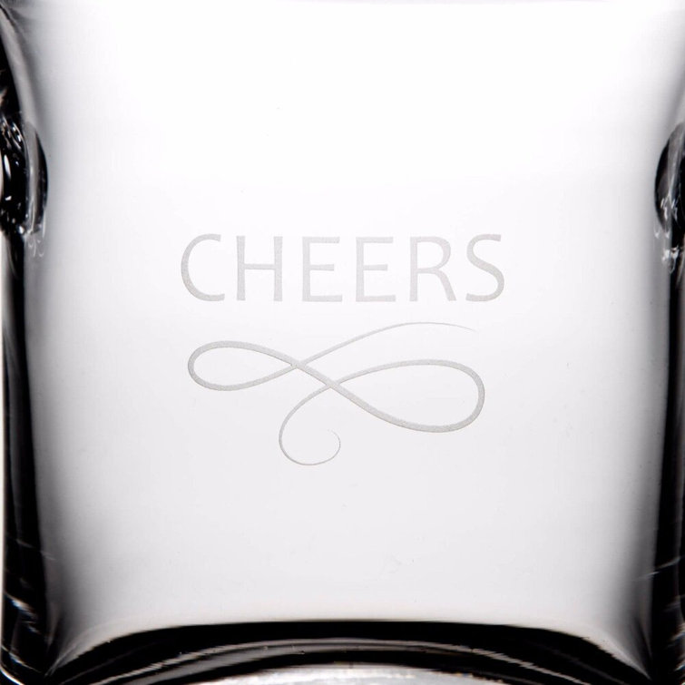 Large Clear Glass Ice Bucket with Spiral Handles