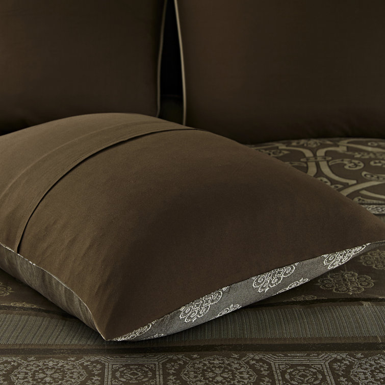 California King Brown Microfiber Reversible Jacquard Bedding Set