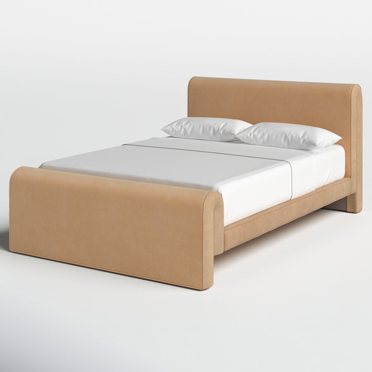 Surrey Camel Queen Linen Upholstered Bed with Metal Frame