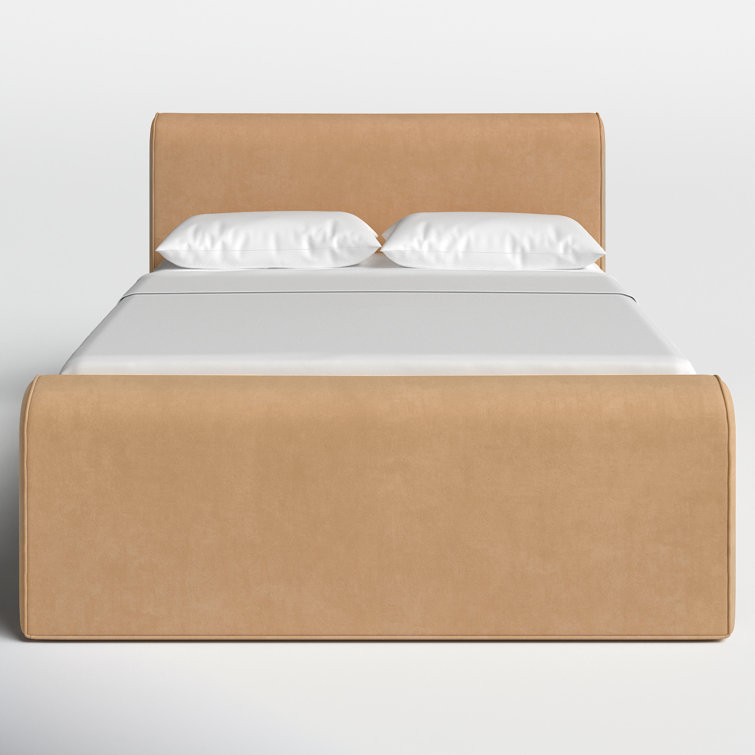 Surrey Camel Queen Linen Upholstered Bed with Metal Frame