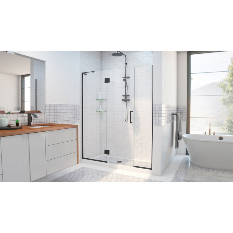 Unidoor-X 47" Satin Black Frameless Hinged Shower Door