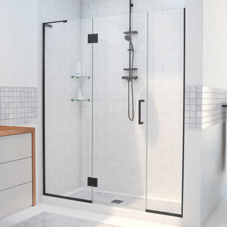 Unidoor-X 47" Satin Black Frameless Hinged Shower Door