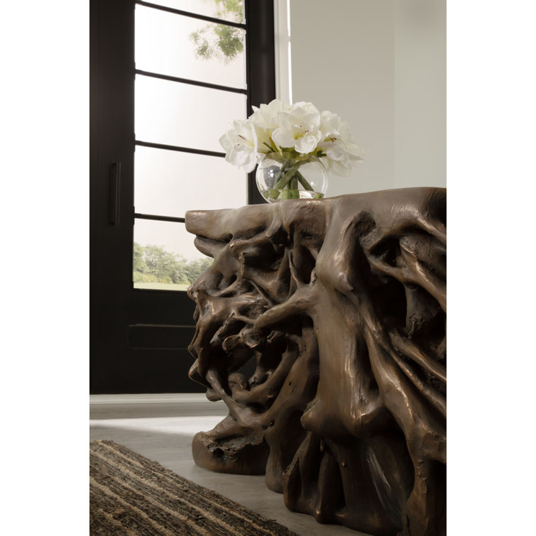 Contemporary Silver Leaf 60" Wood-Metal Console Table