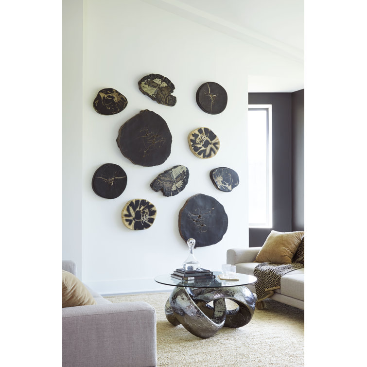 Contemporary Trifoil Round Coffee Table in Liquid Silver with Glass Top