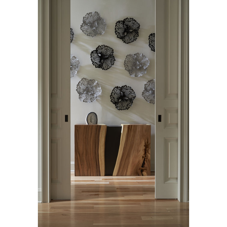 Extra Small Gray Metal Floral Wall Art