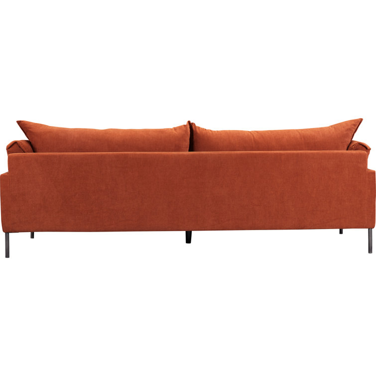 Burnt Auburn Polyester Upholstered Sofa with Solid Wood Frame
