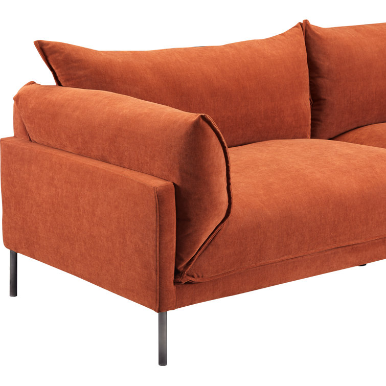 Burnt Auburn Polyester Upholstered Sofa with Solid Wood Frame