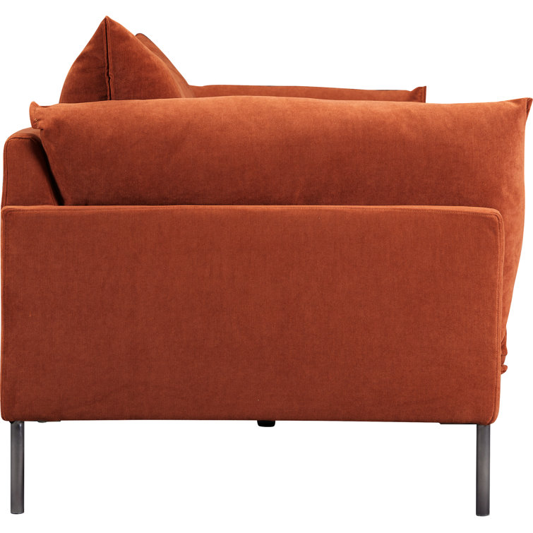 Burnt Auburn Polyester Upholstered Sofa with Solid Wood Frame