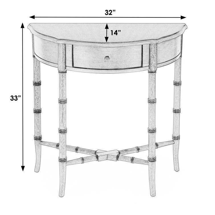 Dark Brown Wood Demilune Console Table with Storage