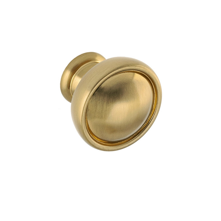 Brushed Brass Round Knob with Mounting Hardware
