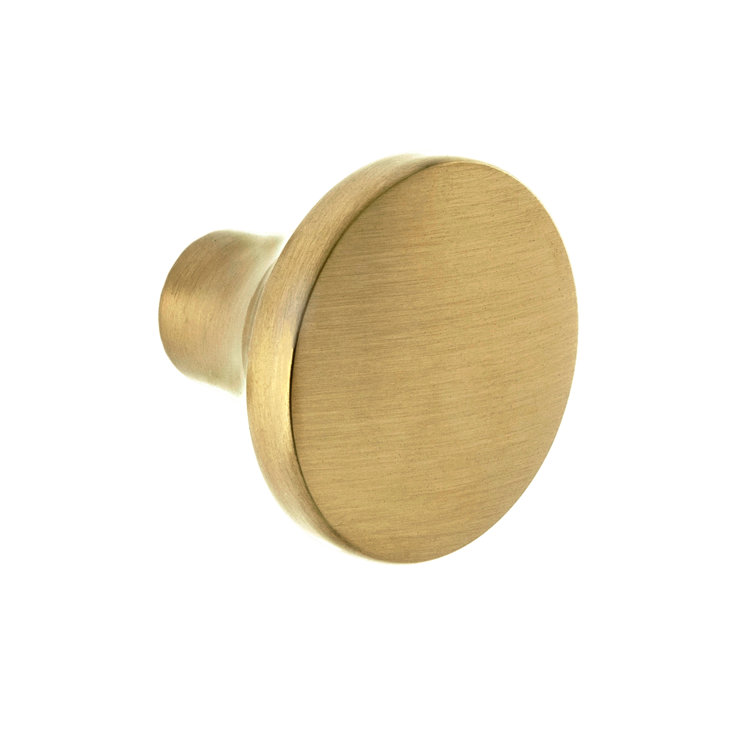 Lancaster Satin Brass Round Cabinet Knob with Mounting Hardware