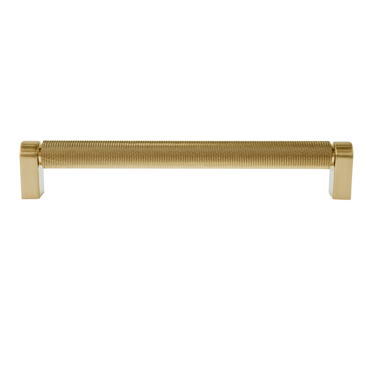 Kent Knurled Satin Brass 7" Bar Pull with Mounting Hardware