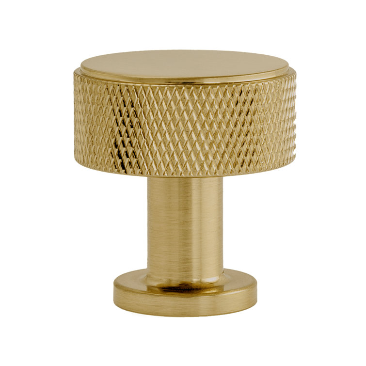 Kent 1-1/8" Round Brushed Brass Knurled Cabinet Knob