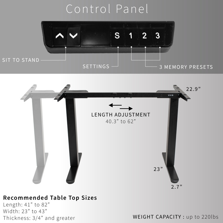 Black Adjustable Height Electric Dual Motor Desk Frame