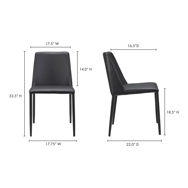 Noel Black Faux Leather Upholstered Side Chair with Metal Legs