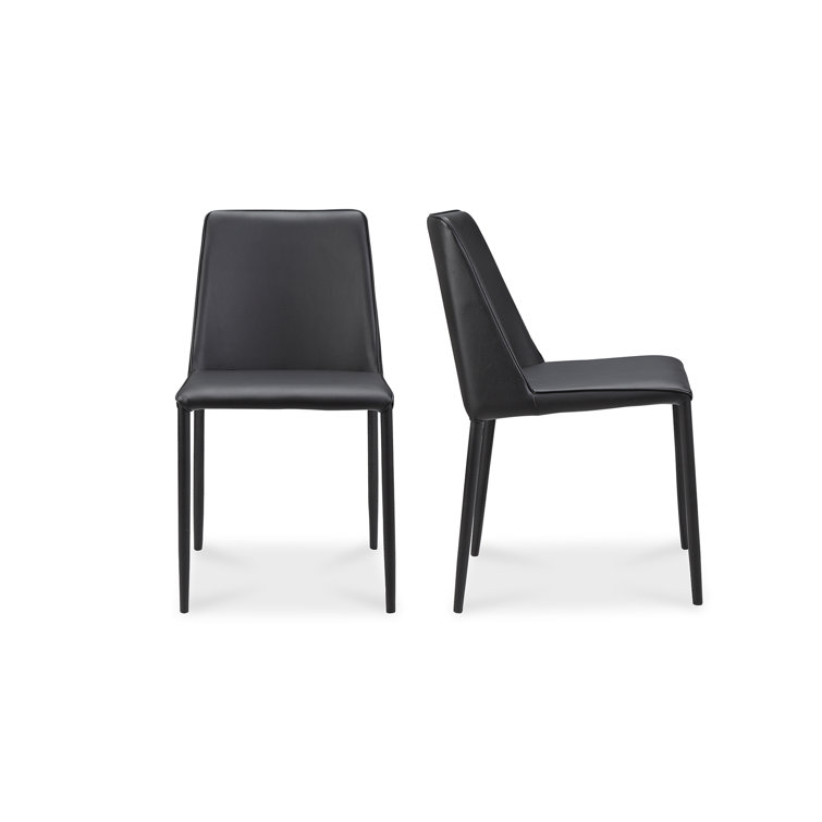 Noel Black Faux Leather Upholstered Side Chair with Metal Legs