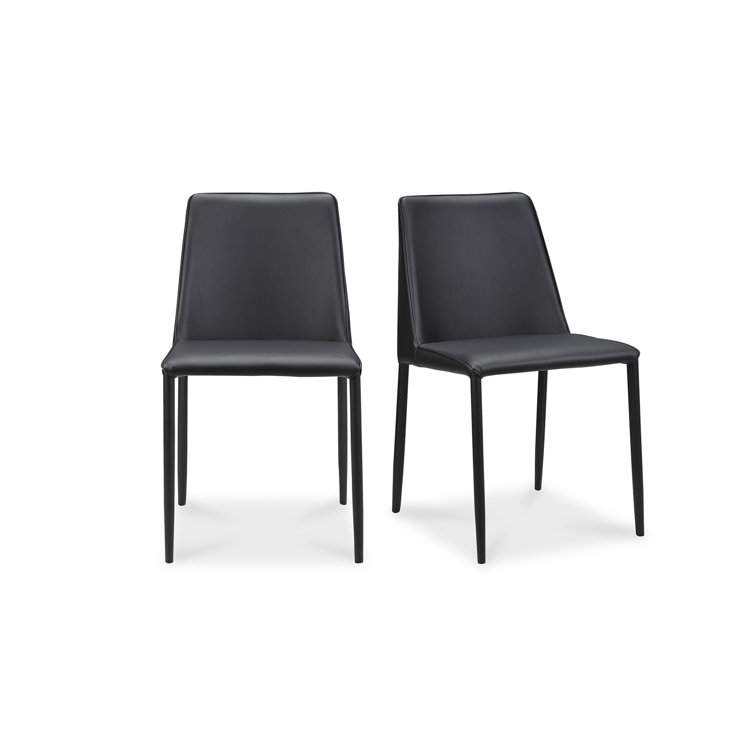 Noel Black Faux Leather Upholstered Side Chair with Metal Legs