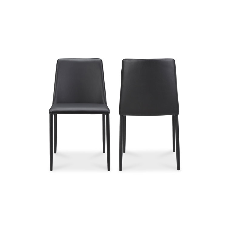 Noel Black Faux Leather Upholstered Side Chair with Metal Legs