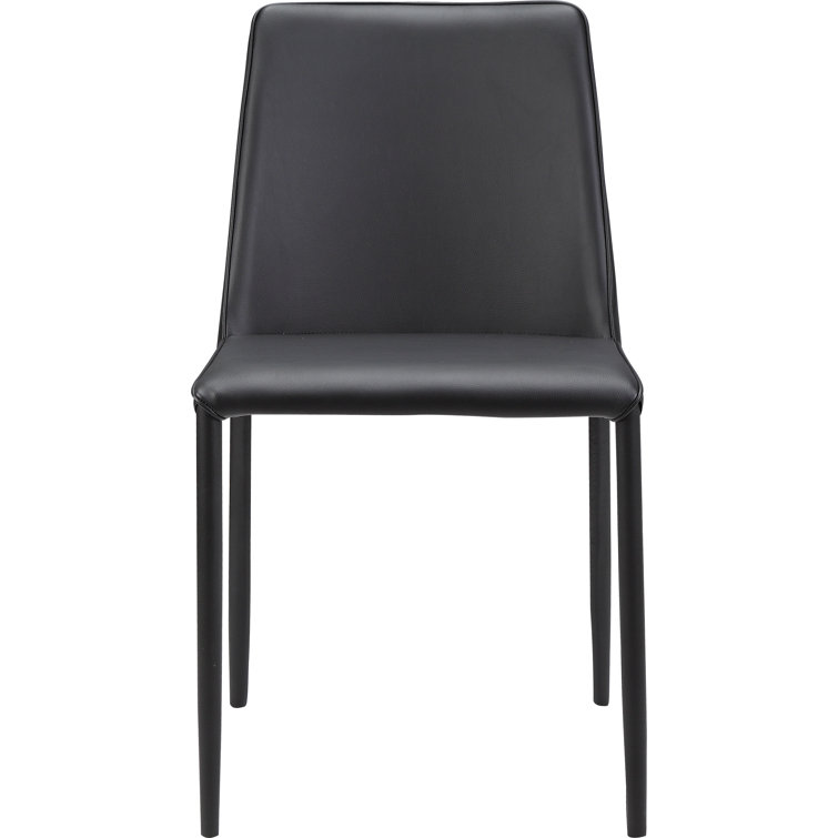 Noel Black Faux Leather Upholstered Side Chair with Metal Legs