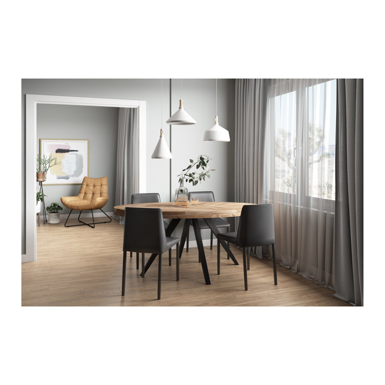 Noel Black Faux Leather Upholstered Side Chair with Metal Legs