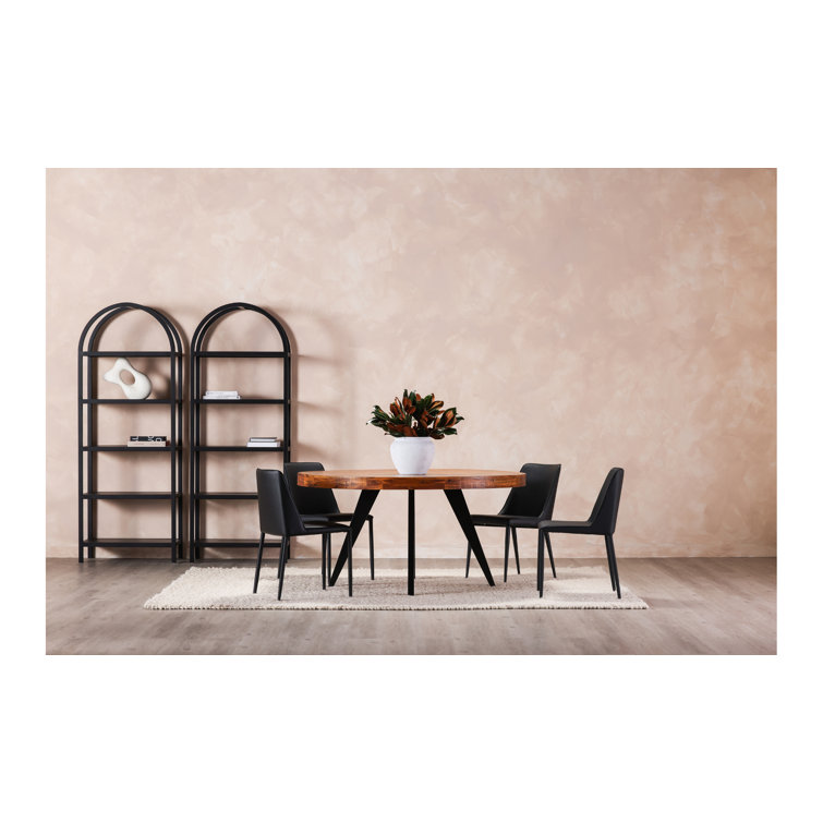 Noel Black Faux Leather Upholstered Side Chair with Metal Legs