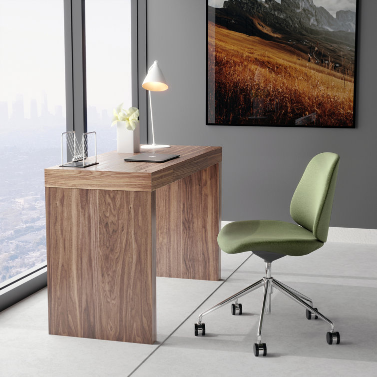Green Fabric Upholstered Swivel Task Chair with Metal Frame