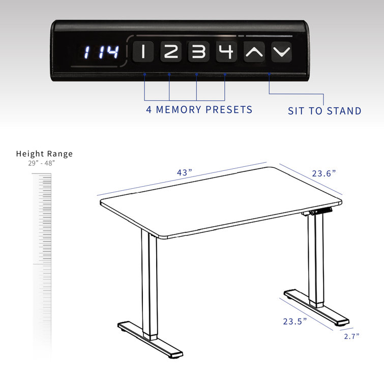 White Adjustable Height Electric Standing Desk with Memory Presets