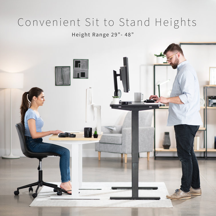 Black Adjustable Height Electric Standing Desk with Steel Frame