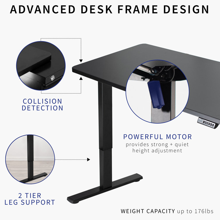 Luxe Electric White 60" Adjustable Standing Desk with Memory Presets