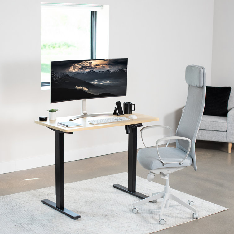 Light Wood and Black Adjustable Height Standing Desk