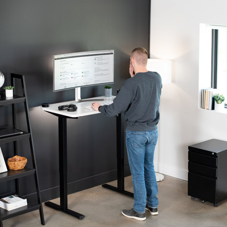 71'' White and Black Adjustable Height Electric Standing Desk