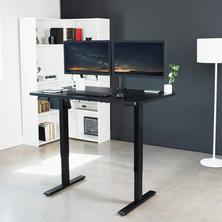 Vivo Electric Height Adjustable 71" Black Standing Desk with Memory Presets