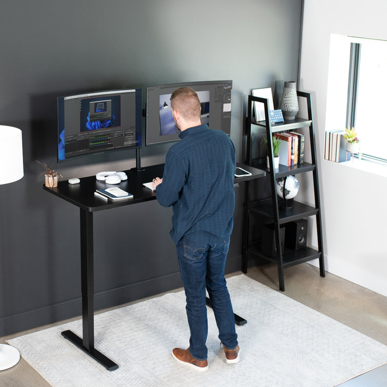 Black Adjustable Height Electric Standing Desk with Steel Frame