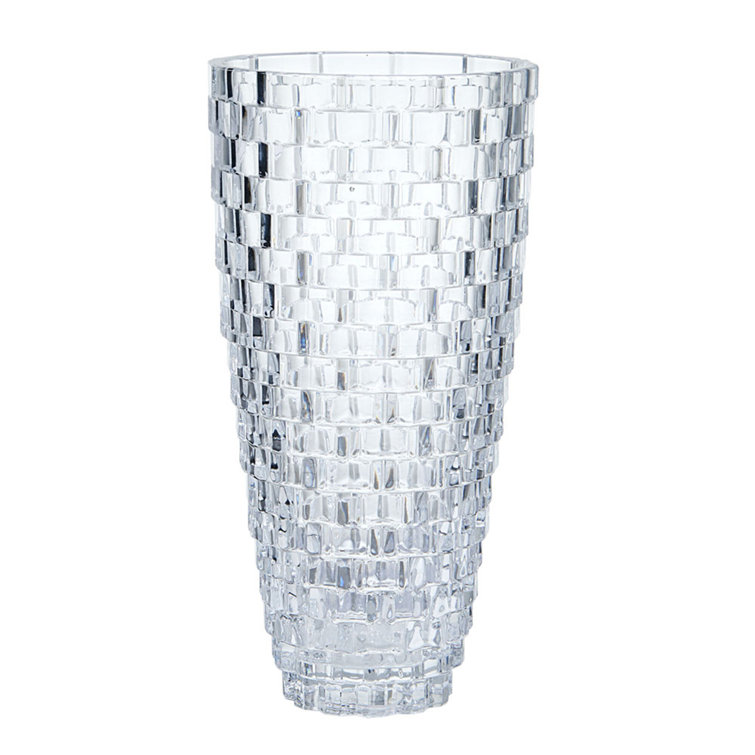 Elegant Crystal Bouquet Vase with Basket Weave Design