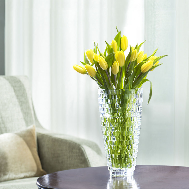 Elegant Crystal Bouquet Vase with Basket Weave Design