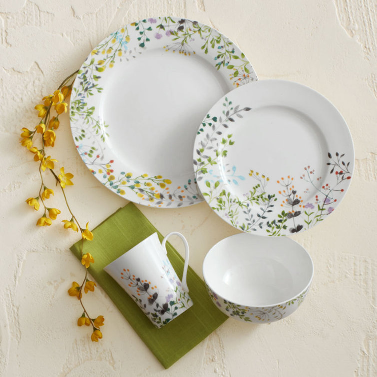 Tivoli Garden White Porcelain 16-Piece Dinnerware Set