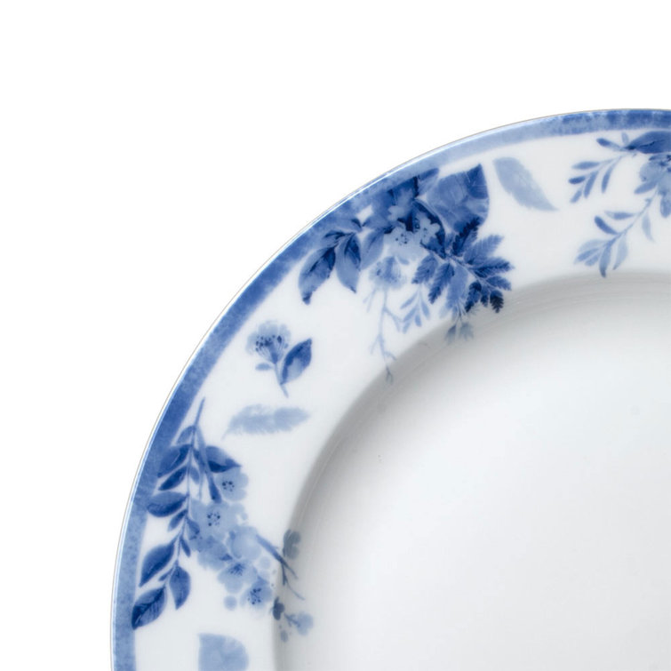 Kiley 16-Piece Blue and White Porcelain Dinnerware Set, Service for 4