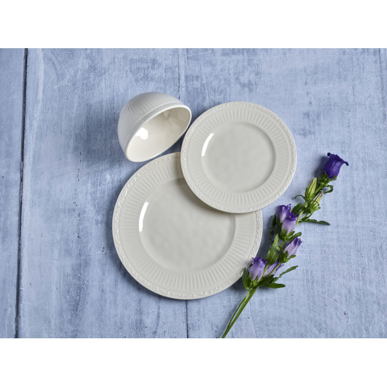 Cream Melamine 12-Piece Dinnerware Set, Service for 4