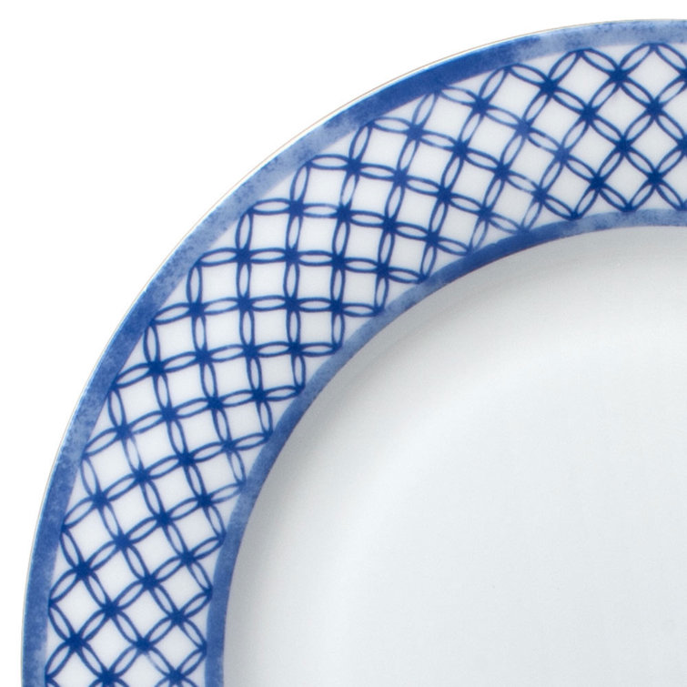 Kiley 16-Piece Blue and White Porcelain Dinnerware Set, Service for 4