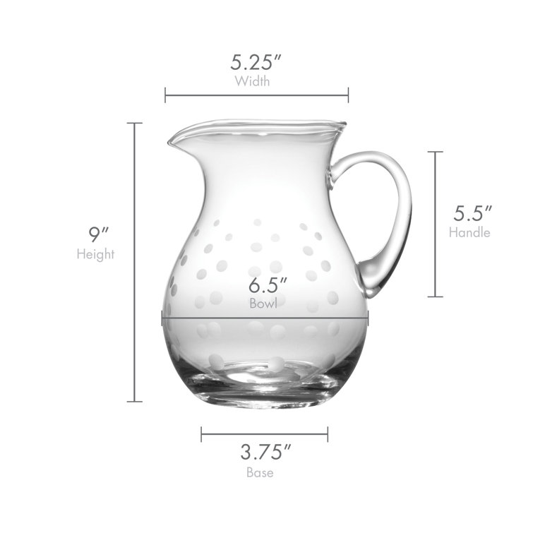 Clear Glass 3.25 Quart Pitcher with Etched Polka Dot Design
