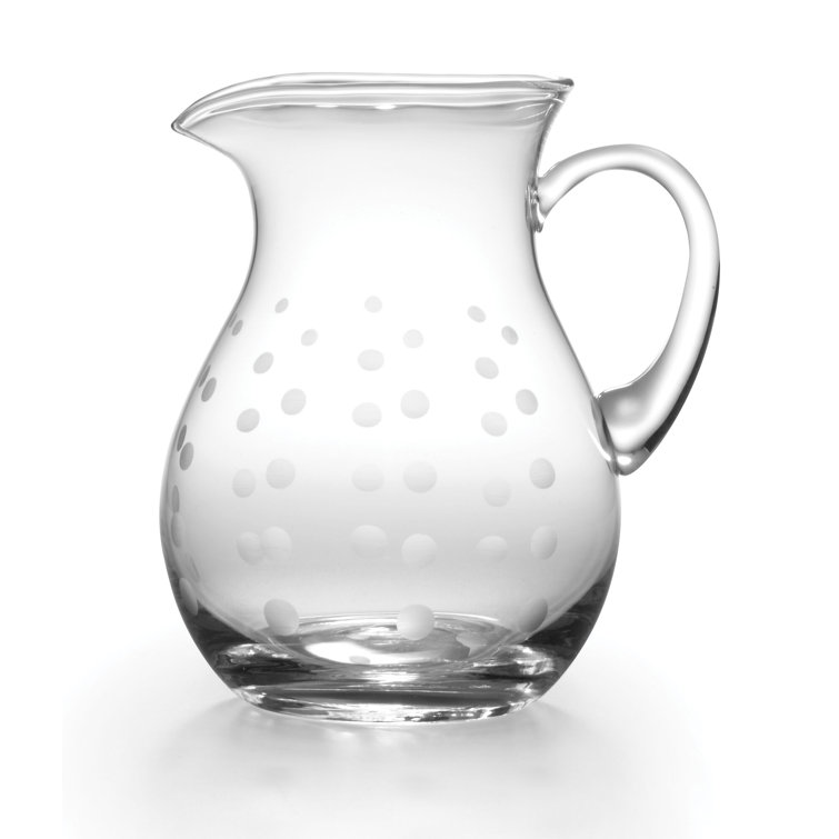 Clear Glass 3.25 Quart Pitcher with Etched Polka Dot Design