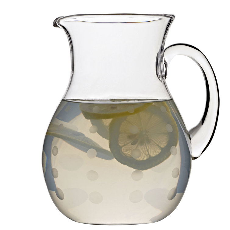 Clear Glass 3.25 Quart Pitcher with Etched Polka Dot Design