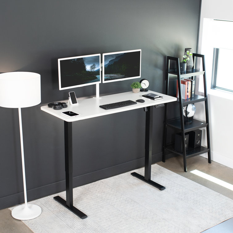 White and Black Adjustable Height Electric Standing Desk