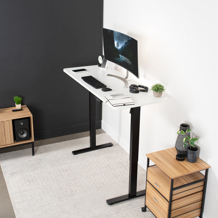 White and Black Adjustable Height Electric Standing Desk