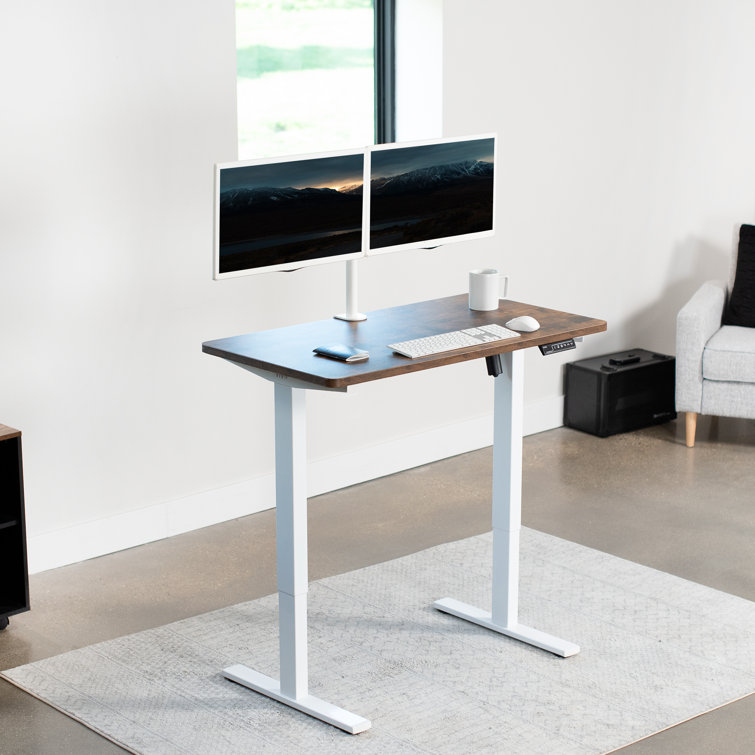 Elevate 43" Dark Walnut Electric Adjustable Desk with Black Frame