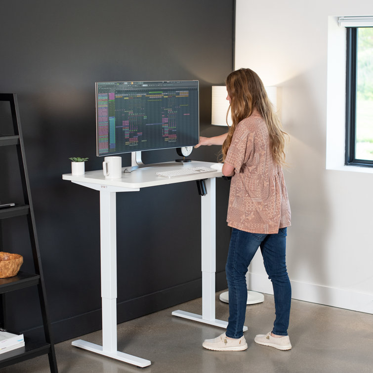 White Adjustable Height Electric Standing Desk with Memory Presets