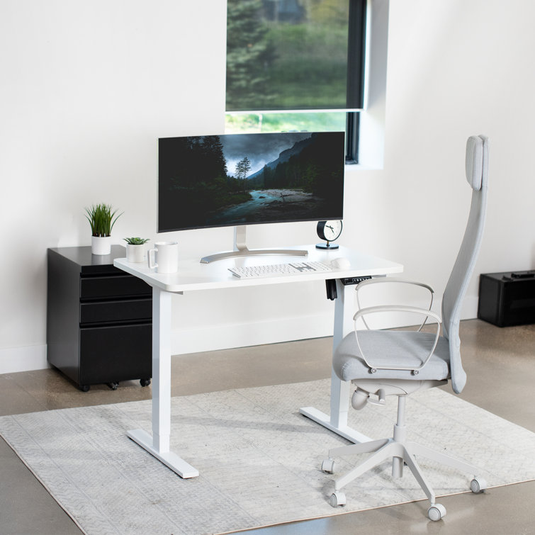 White Adjustable Height Electric Standing Desk with Memory Presets