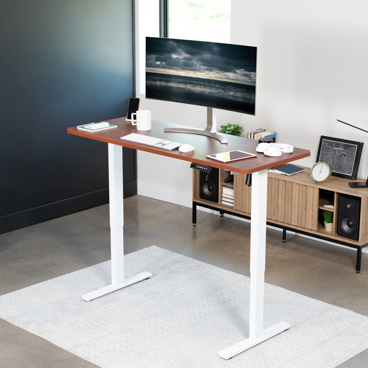 Dark Walnut and White Adjustable Height Standing Desk