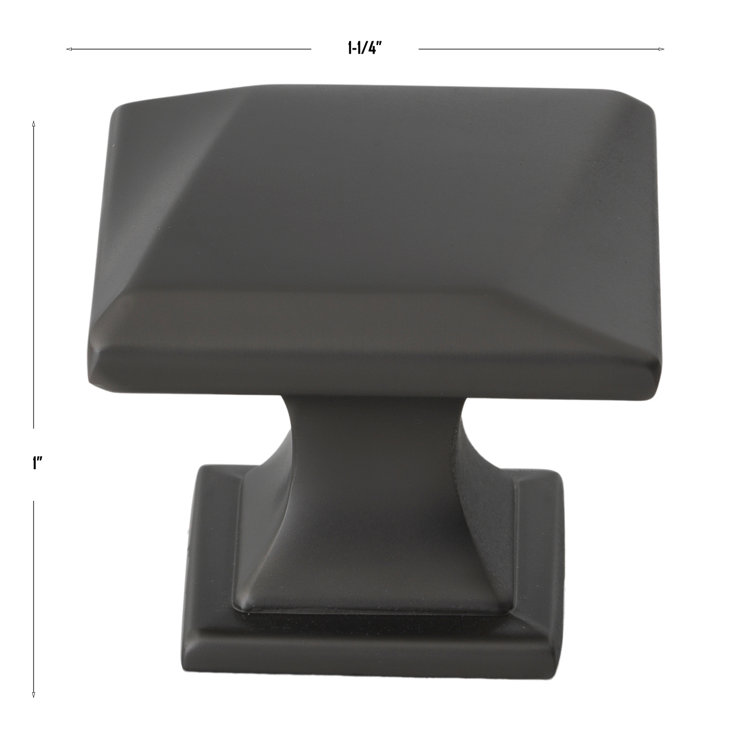 Graphite Modern Square Knob with Mounting Hardware